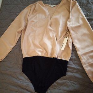 Beige Women's Top Bodysuit, Size M, made by Haute Monde